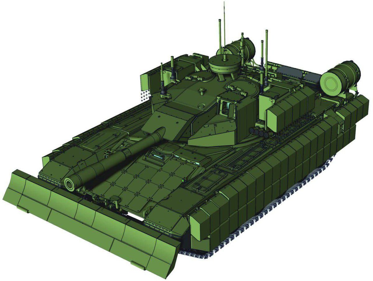 JanR210's tweet image. See 🇷🇺 UralVagonZavod new prototypes. These are two Russian heavy assault robotic complexes "Shturm", both apparently based on T-72 MBT.
1. An RC tank based of T-72 with a shortened main gun.
2. An RC heavy infantry support vehicle.
Here seen still driven by regular drivers.