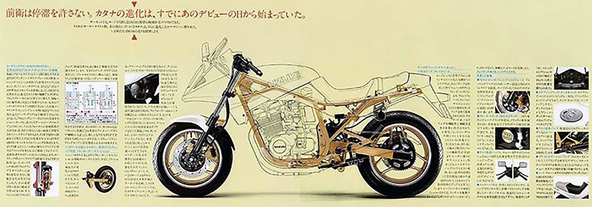 PutiMotor's tweet image. '84 スズキGSX750S KATANAの解説❗️
社内デザインによるリトラクタブルライトを初採用。
ムートデザインに斬新なコントラストで切り裂くシェイプを形成。
ただ国内ファンには二番煎じ的な位置づけとなってしまい、ヘッドライト常時点灯を義務づけられ、短命に終わった😢
ride-hi.com/machine/suzuki…
