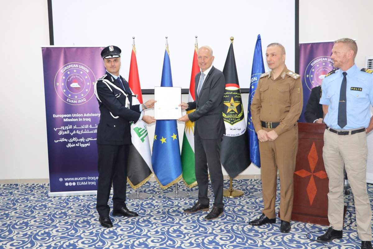 EuamIraq's tweet image. @EUAMIraq launched a Train the Trainer programme at the Police College in Erbil to support police academy instructors in delivering courses on community-oriented policing to regular police, parole officers, and first-line responders in the Kurdistan Region.