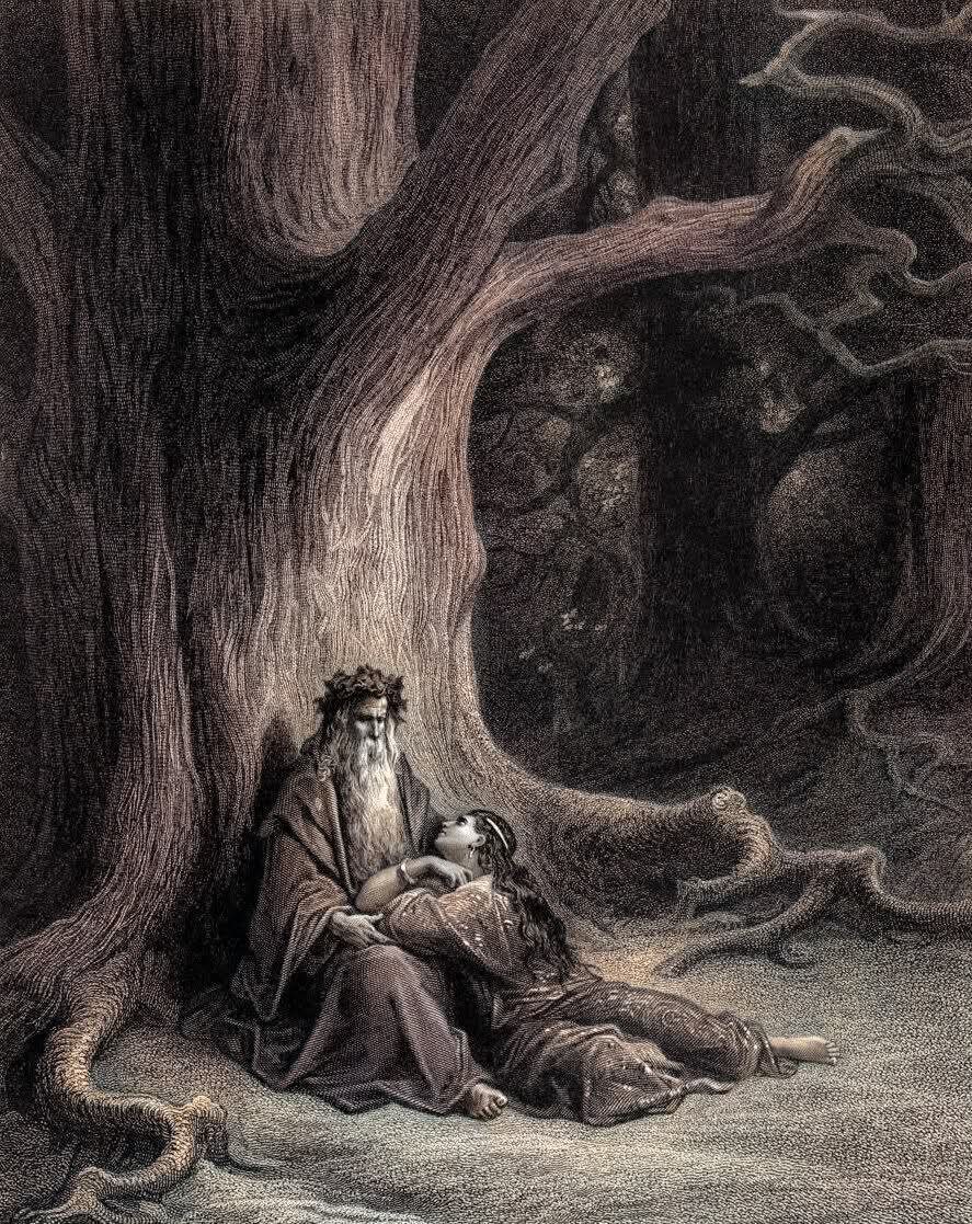 boadicea1804's tweet image. Vivien and Merlin in Repose
 ~ Gustave Doré (1868)