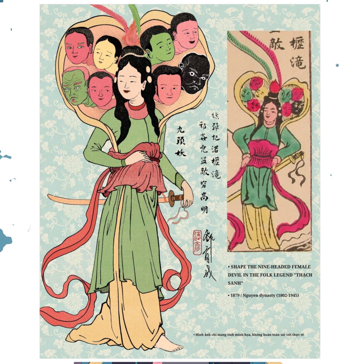 Hoai_mpc's tweet image. ( หึ ๆ จากปีศาจเก้าหัวในนิทานพื้นบ้านเวียดนาม แท่กแซง ที่ปรากฎภาพในราชวงศ์เหงวี๋ยน ที่ข้อมูลโคตรน้อยยย…น้ำตาแทบกระเด็นตอนหา แถมข้อมูลที่ได้มาเป็นเวียด แปลแล้วแปลอีก ย๊าก)