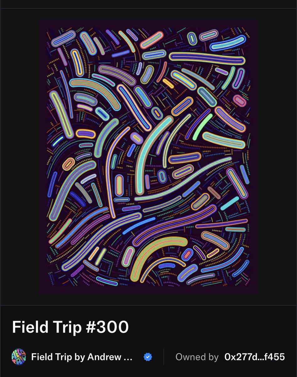 William (@williamthebtc) on Twitter photo Just bought a Fidenza for .0217 eth. Ooops I mean. Field trip by the master <a href="/andrewmcwhae/">Andrew McWhae</a>
The talent is on an other level compared to any other Gen art on the market #Nft nftart Just bought a Fidenza for .0217 eth. Ooops I mean. Field trip by the master <a href="/andrewmcwhae/">Andrew McWhae</a>
The talent is on an other level compared to any other Gen art on the market #Nft nftart