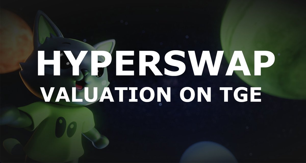 HYPERSWAP VALUATION ON TGE

HyperSwap @HyperSwapX is finishing the points program on Monday. We can expect TGE to happen soon. Let’s talk about HyperSwap FDV on TGE.

Currently, the TVL on the DEX is close to 100M USD. I think we will see a conservative valuation between 90M and