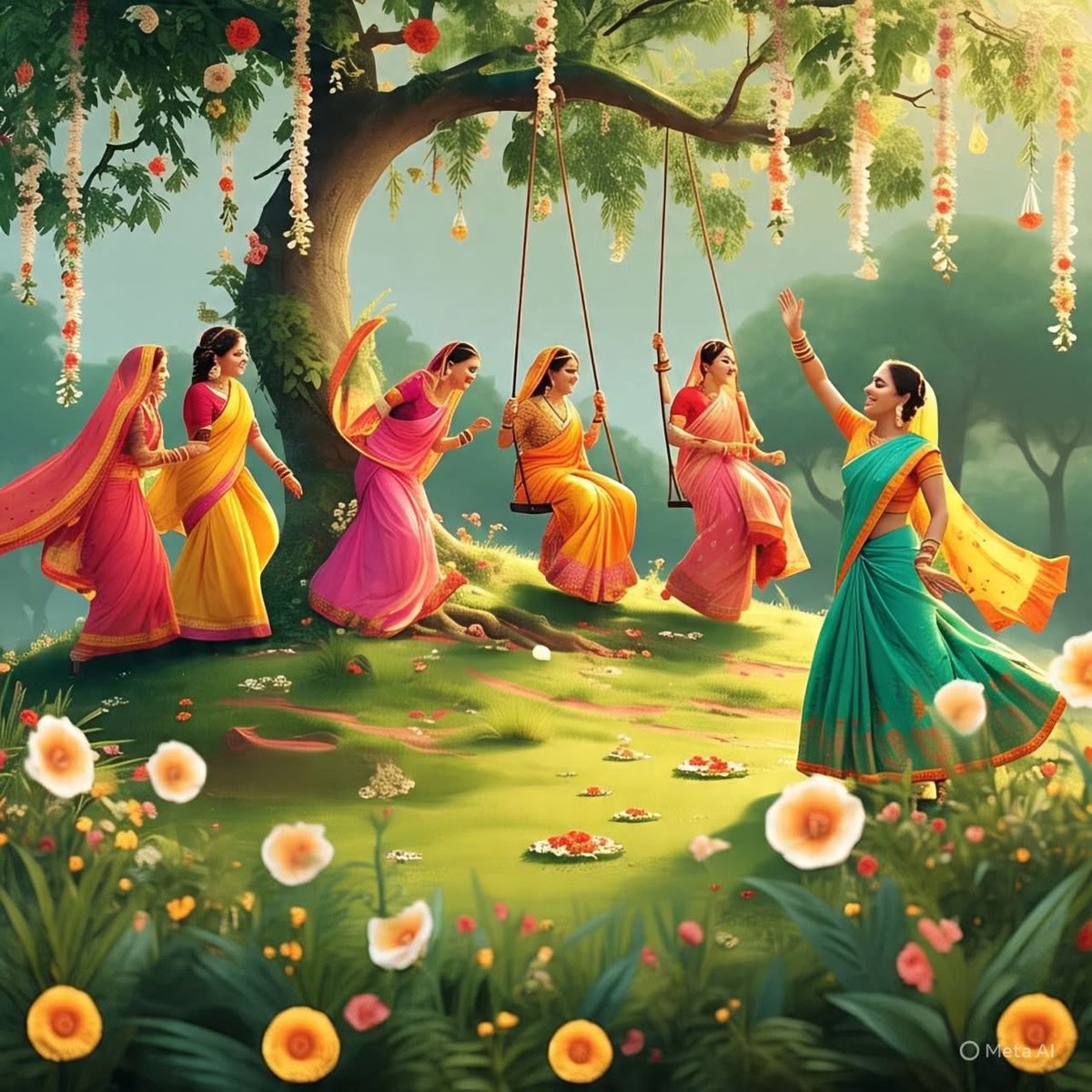 AapkiPriyaa's tweet image. 🌿 तीज का त्योहार 🌿
हरियाली ओढ़े धरती मुसकाए,
तीज का त्योहार फिर से आए।
झूले पड़ें हैं पीपल डाल,
नाचे गाए सखियाँ बेहाल।
चूड़ी, मेहंदी, लहराती साड़ी,
हर नारी लगे जैसे परियों की बाड़ी।
सावन की फुहारें, प्रेम की पुकार,
तीज लाता है दिल का उपहार।
व्रत रखे नारी अपने पिया के लिए,
मन…
