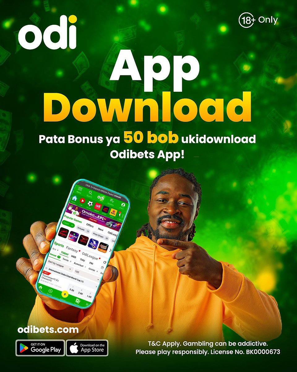 OdibetsOfficial's tweet image. Download app ya OdiBets upate bonus!🎁
Wekelea bet yako ya 30/= and above using the app and you stand to enjoy a bonus worth 50/=. It’s that simple!
Get the app here➡️ app.odibets.com
Strictly 18+ | Bet Responsibly. Gambling can be addictive.
T&Cs Apply
#BetNiJamo…
