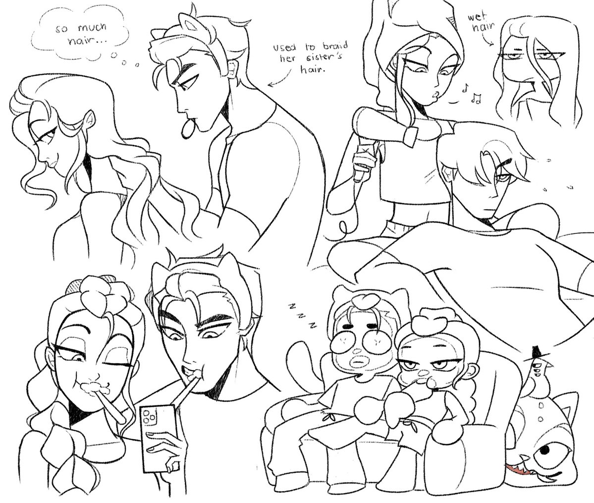 Gell1F1sh's tweet image. RuJinu💜 After Shower Sketches
(Finally got the couch experience)
•
•
•
#KpopDemomHunters #kpopdemonhuntersfanart #Rujinu
