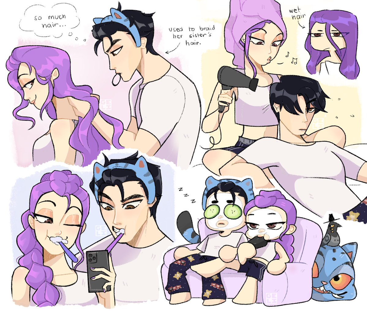 Gell1F1sh's tweet image. RuJinu💜 After Shower Sketches
(Finally got the couch experience)
•
•
•
#KpopDemomHunters #kpopdemonhuntersfanart #Rujinu