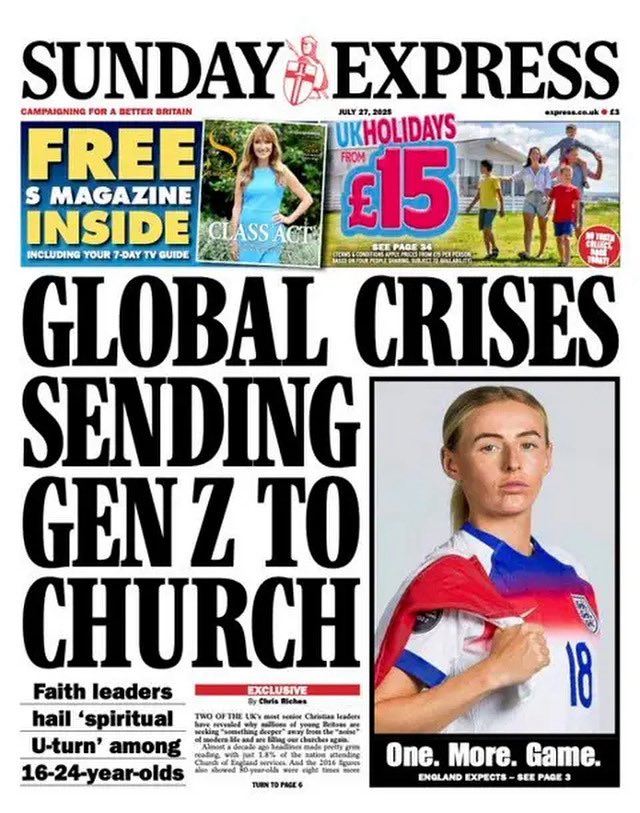 The Lord is moving so powerfully across the UK. So incredible that a newspaper runs this as the main front page headline &amp; story. Wow!