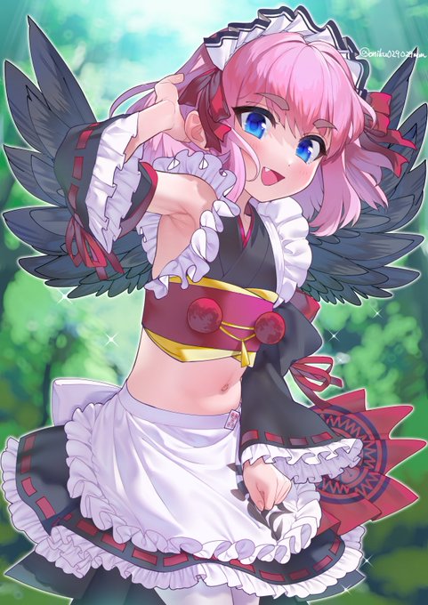 千羽師匠と渓流っぽい背景を描きました!🐣 #黒乃の巣 