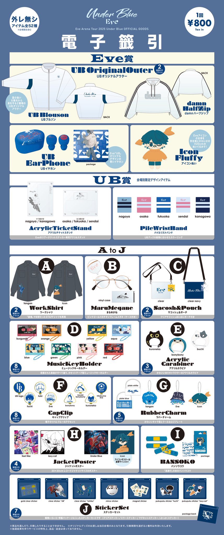 Eve アプリくじ Eve賞 アイコンぬい Eve Arena Tour 2025「Under Blue」アプリくじラインナップ公開