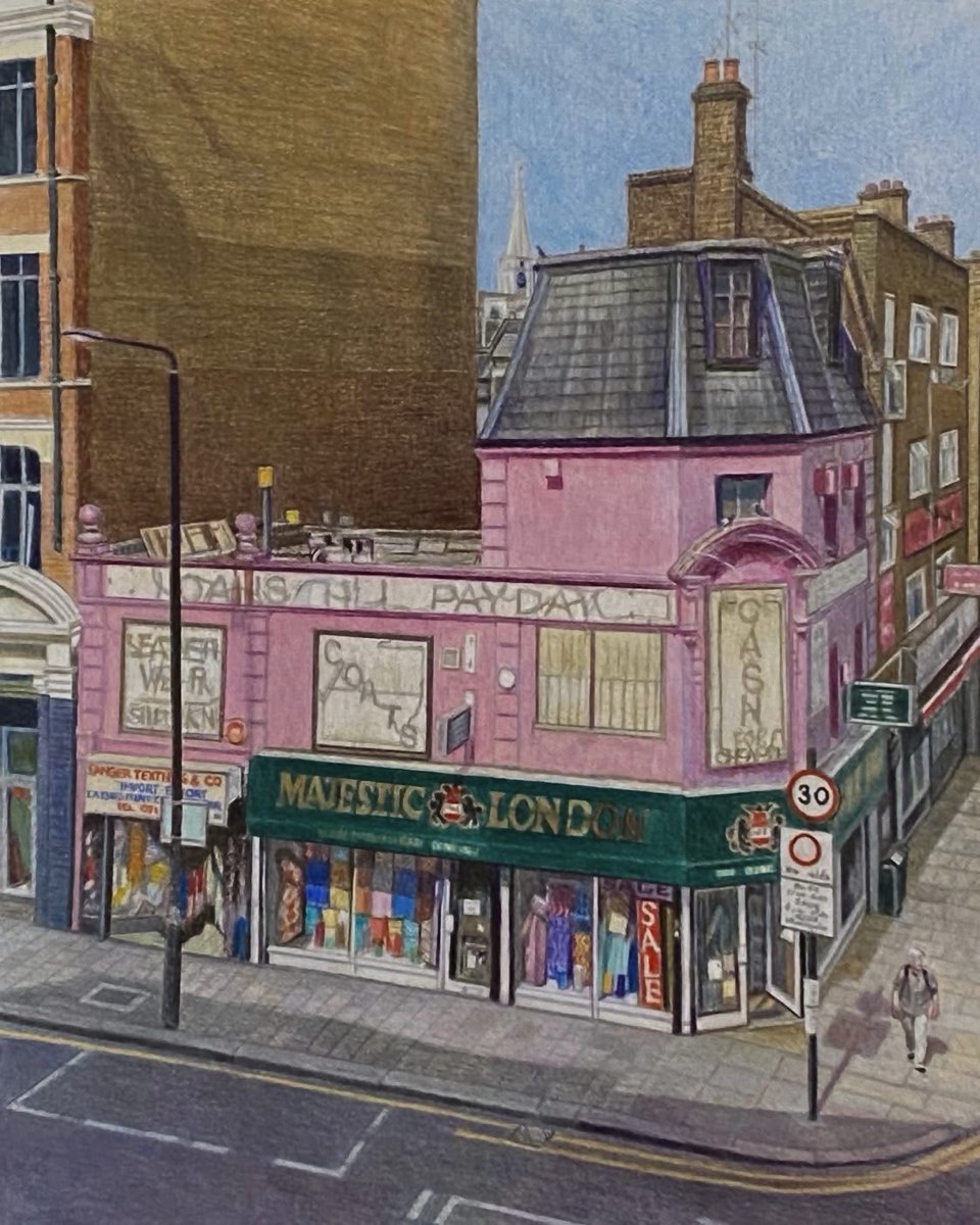 DFletcherArtist's tweet image. ‘Lost in Spitalfields 2023’. colour pencil on paper. 11”x15”. 2 of 4 works in mixed Summer Show at Townhouse in Spitalfields. For more information please visit townhousespitalfields.com @thegentleauthor @ahistoryinart @GuildhallArt @BowArts