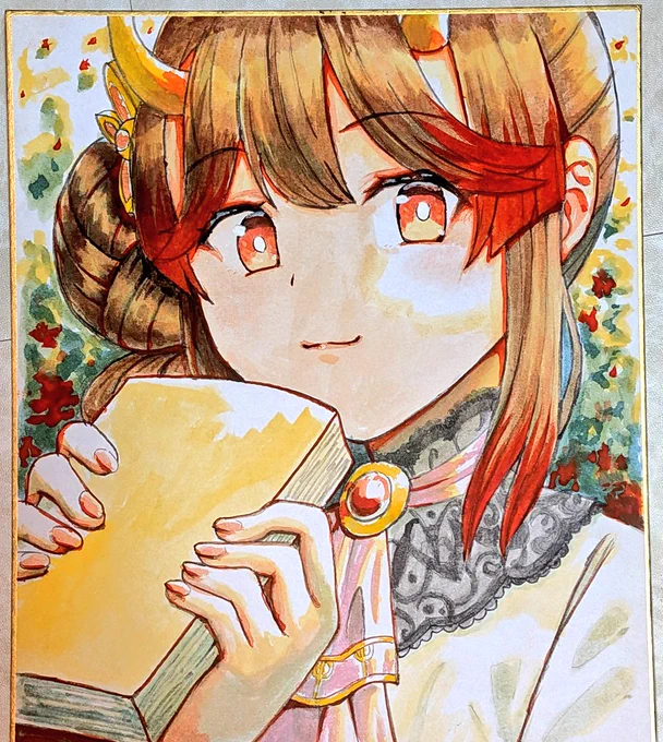 2枚目完成! 写真で撮るとだいぶ色味が変わってしまうな #きら子絵巻