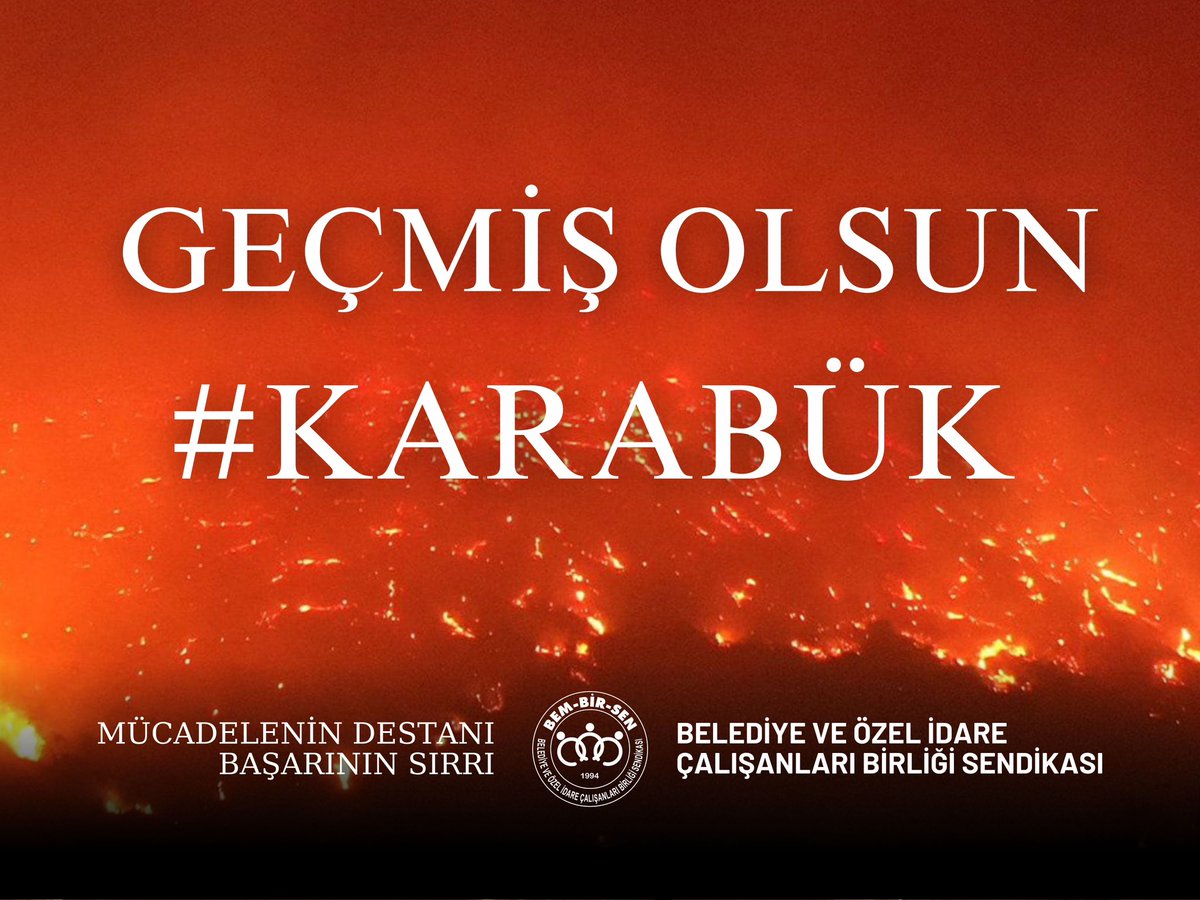 Geçmiş Olsun 

#Karabük ilimizde meydana gelen yangınlarından etkilenen vatandaşlarımıza geçmiş olsun dileklerimizi iletiyor;  

Yangınla mücadele eden itfaiyecilerimiz ve orman işletmeleri çalışanlarımız başta olmak üzere acil müdahale ekiplerine, kamu görevlilerine, tüm
