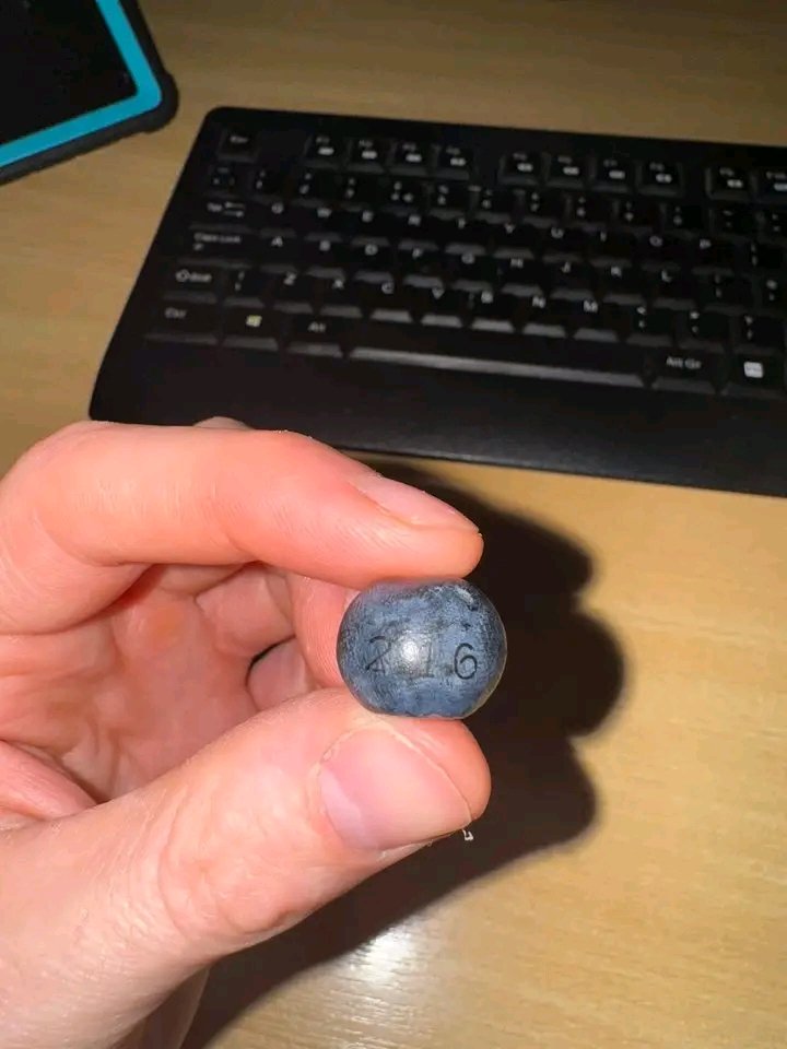 realbobjoyce's tweet image. Anyone else notice the blueberries have numbers on them?