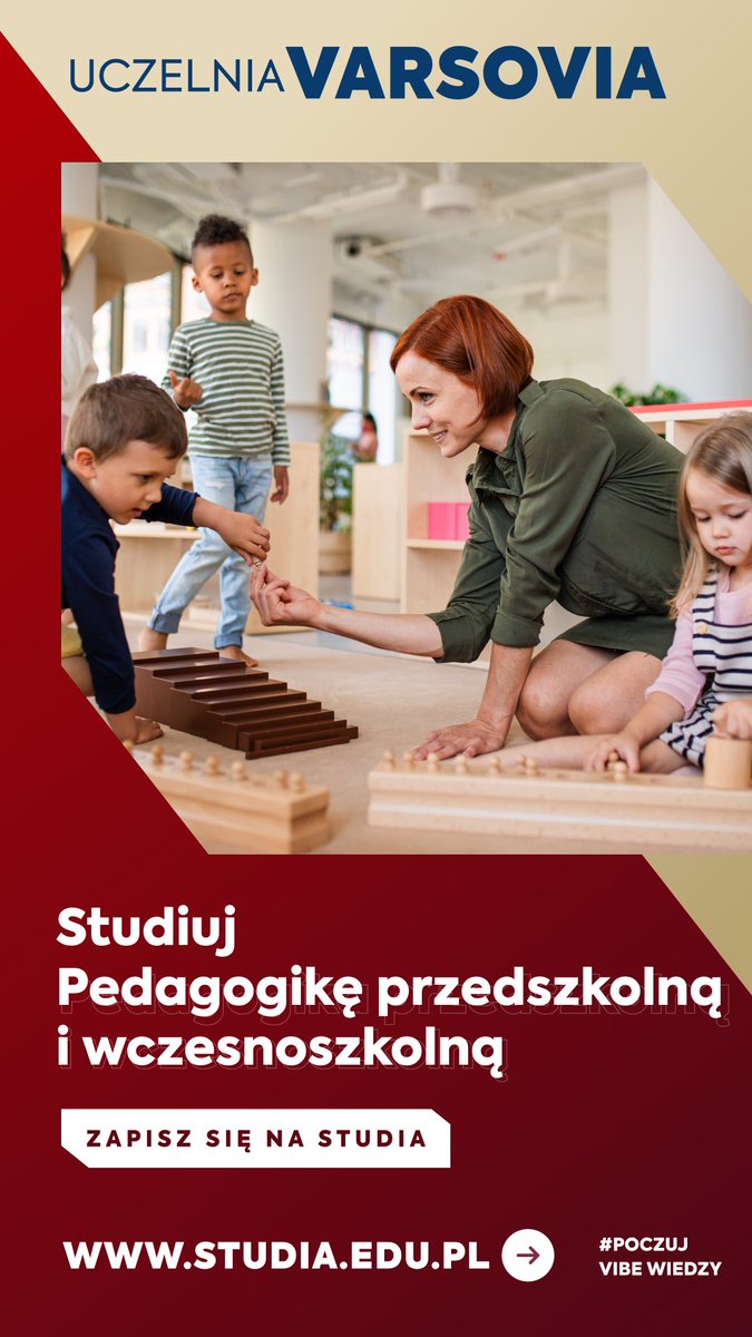 VarsoviaStudy's tweet image. Studiuj Pedagogikę przedszkolną i wczesnoszkolną🎓 Wpisowe 0️⃣ zł ‼️Rekrutacja 2025/26 Zapisz się już dziś❗️
➡️Pedagogika przedszkolna i wczesnoszkolna
Wybierz studia dla siebie⬇️
🔷Pedagogika przedszkolna i wczesnoszkolna (Nauczycielska) - 5-letnie studia jednolite magisterskie…