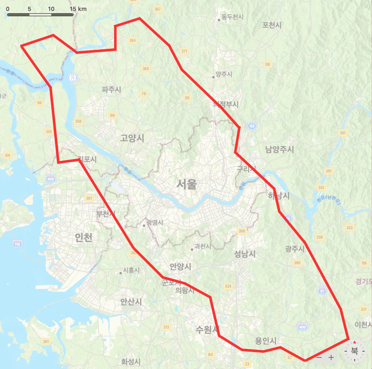 _TESLA_MIND_'s tweet image. 베이 에어리어 지오펜스 크기(비공식)를
대한민국 수도권이랑 비교를 해봤다..😱