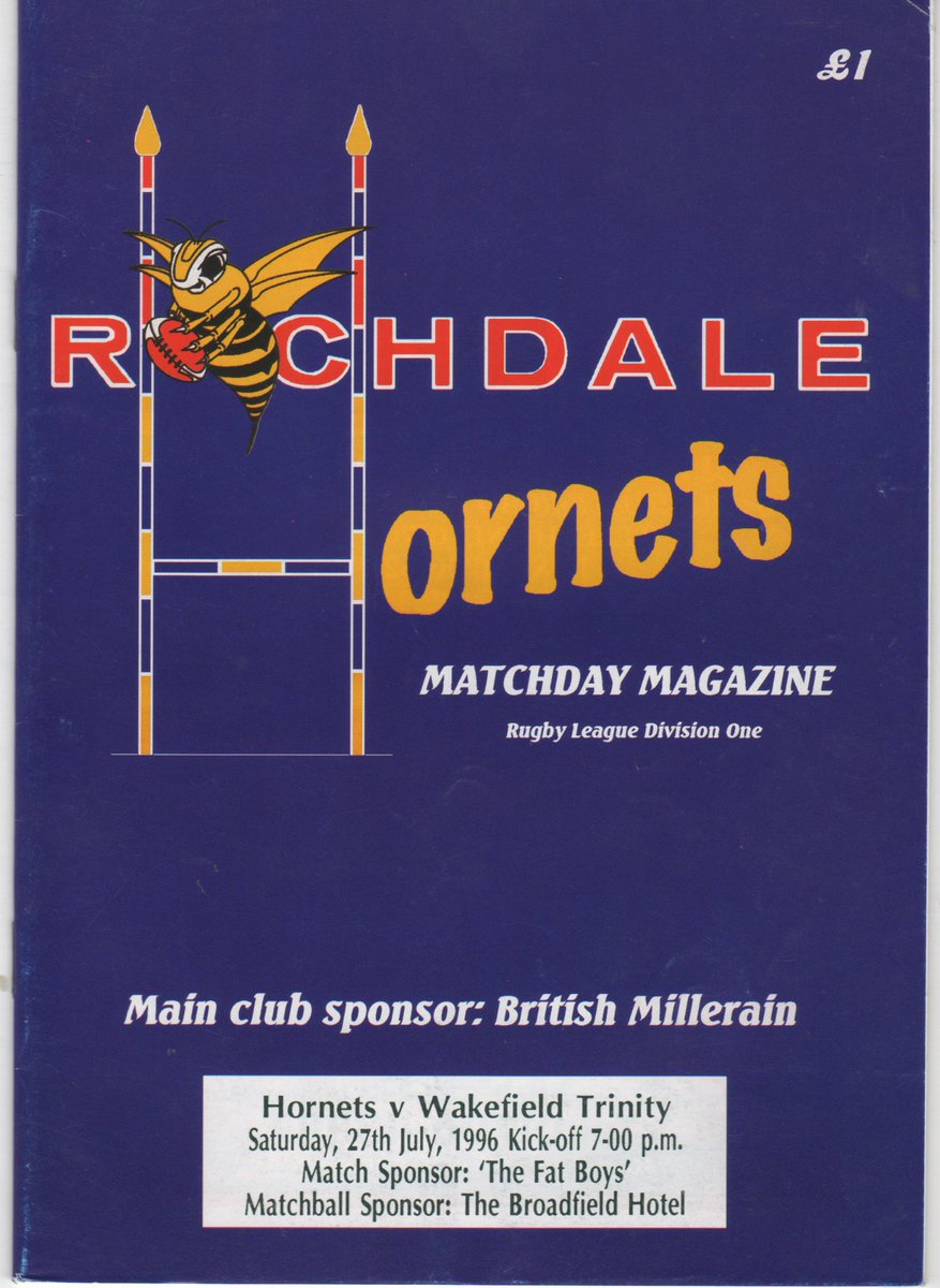 TrinityHeritage's tweet image. 📌 On This Day in History:
🗓️ 27th July 1996
🏉 Rochdale Hornets 24 Wakefield Trinity 28
🏆 League (T2)
👨👨👧👧 1,065 at Spotland
It was an uninspiring performance at Rochdale winning by four after the Hornets led 14-12 just before the break ⚜️🔴⚪️🔵⚜️