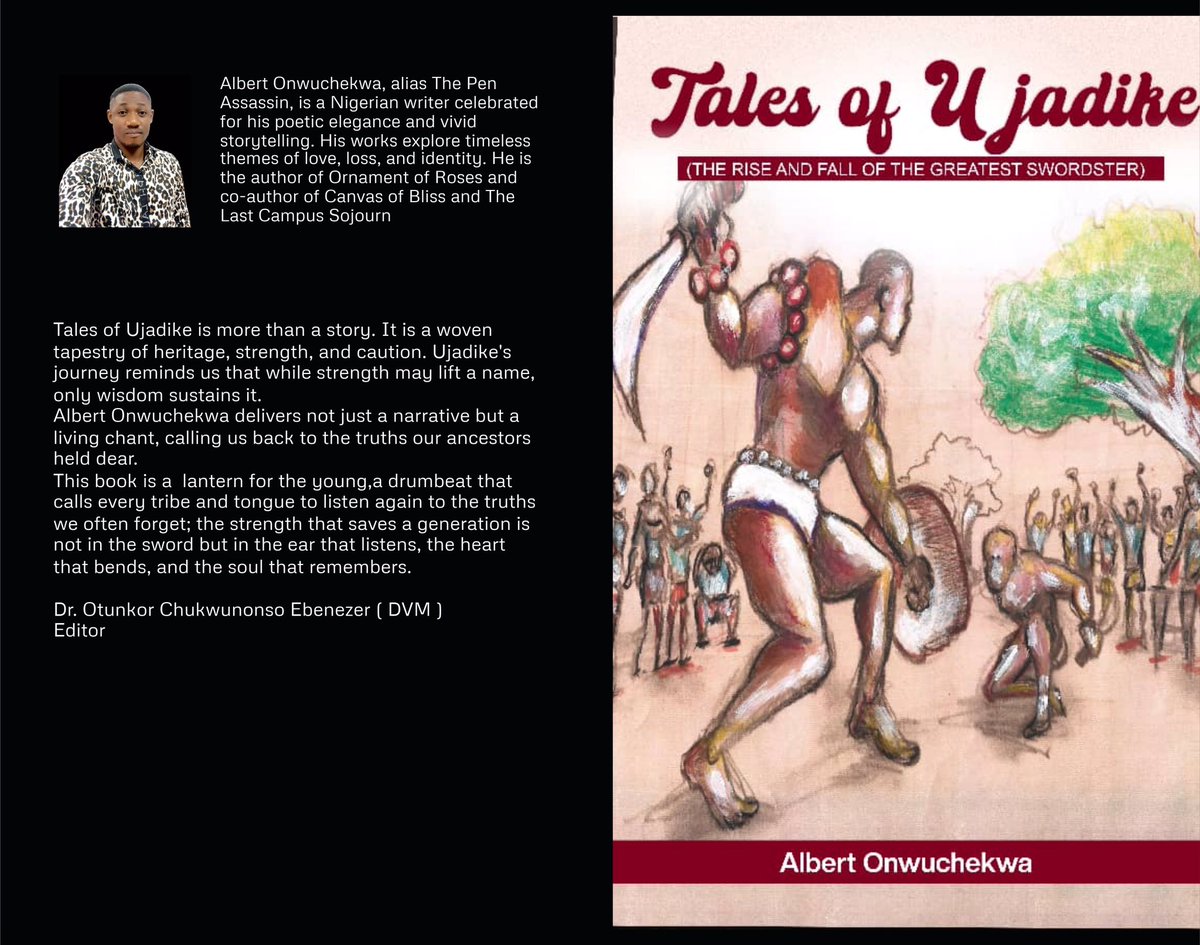 Ajrhymess's tweet image. selar.com/y7n78dh1k5

TALES OF UJADIKE (Revised Edition) has been published!
To all Ujadikites and literary lovers, your literary feast is served.  
Grab your copy now and let the tale unfold!  
#fiction
#ShamelessSelfpromosunday 
#writerslift 
#traditional 
#AuthorsOnX
#epic