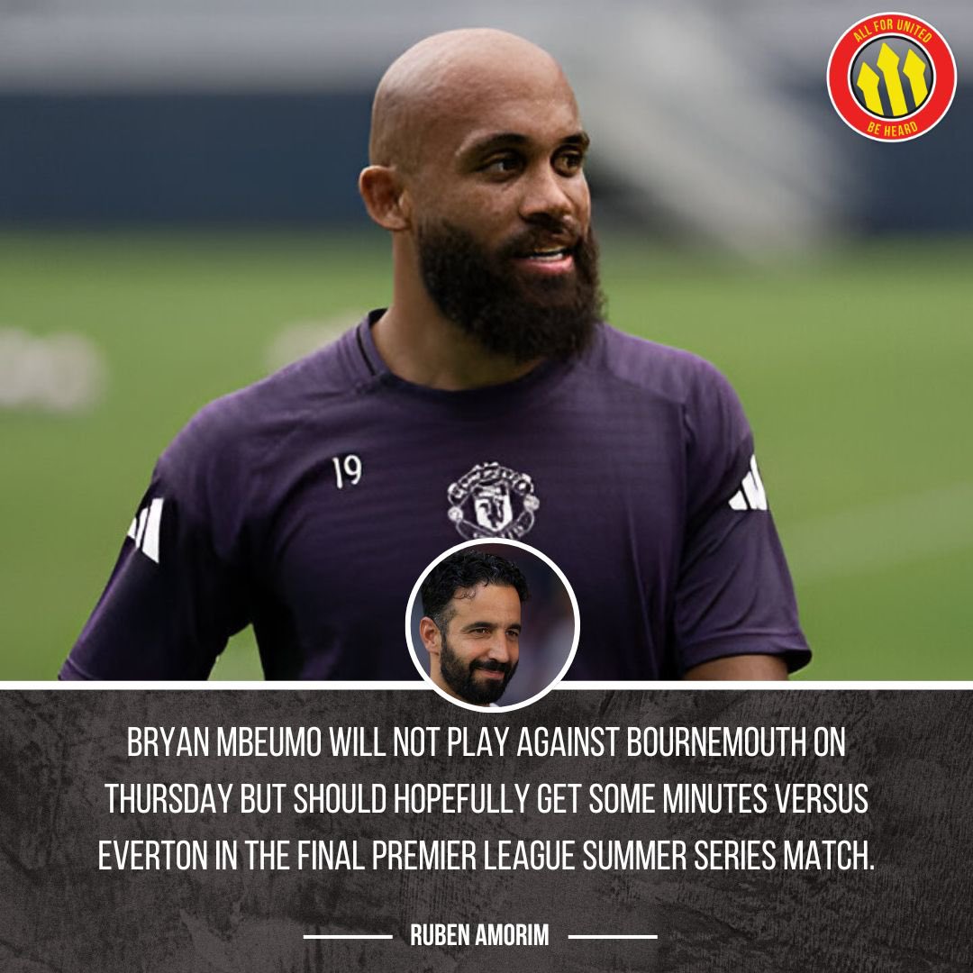 AllForUnited's tweet image. 🚨🗣️ Ruben Amorim confirming the availability of Bryan Mbeumo for the next two #PLSummerSeries matches games following our 2-1 win over West Ham. 

#MUTOUR25 #MUFC