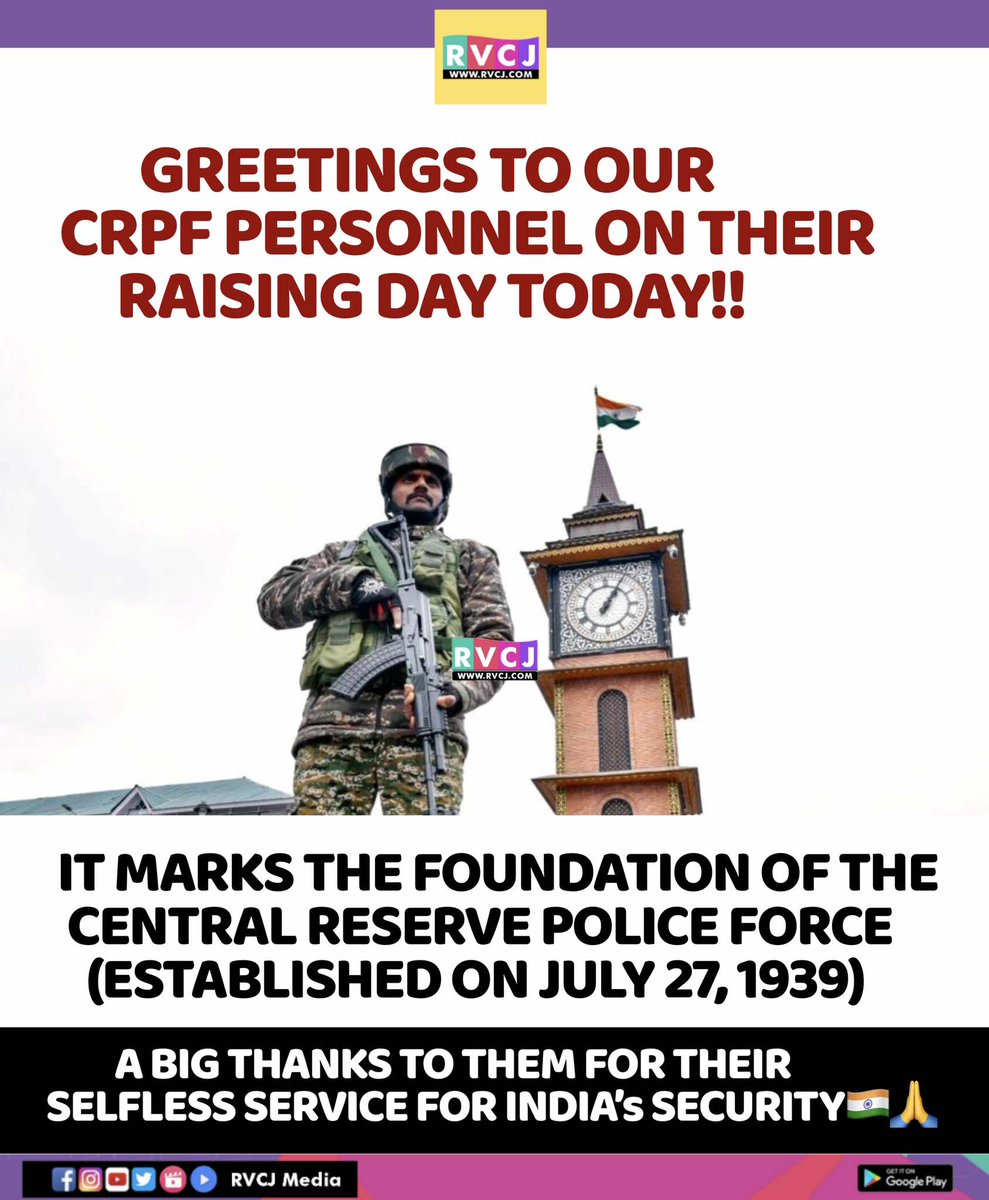 RVCJ_FB's tweet image. Greetings To Our CRPF Personnel 🇮🇳🙏🏻