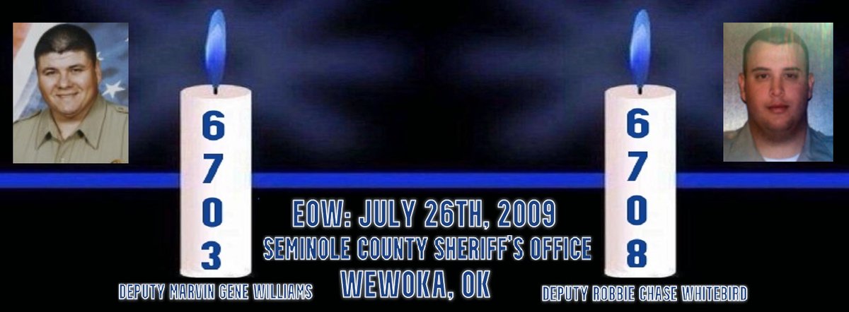 Timmy_Gibbs73's tweet image. This is the 16th Anniversary of 7/26/09 & The LODD's of Deputy Williams #6703 & Deputy Whitebird #6708 with Seminole County SO in OK 💙🖤💔 (Please Share)
#Neverforgotten #LODD #2StarsFell
Song: Whitebird Williams by Aaron Findley
youtube.com/watch?v=hv7YIQ…
@bigricanman