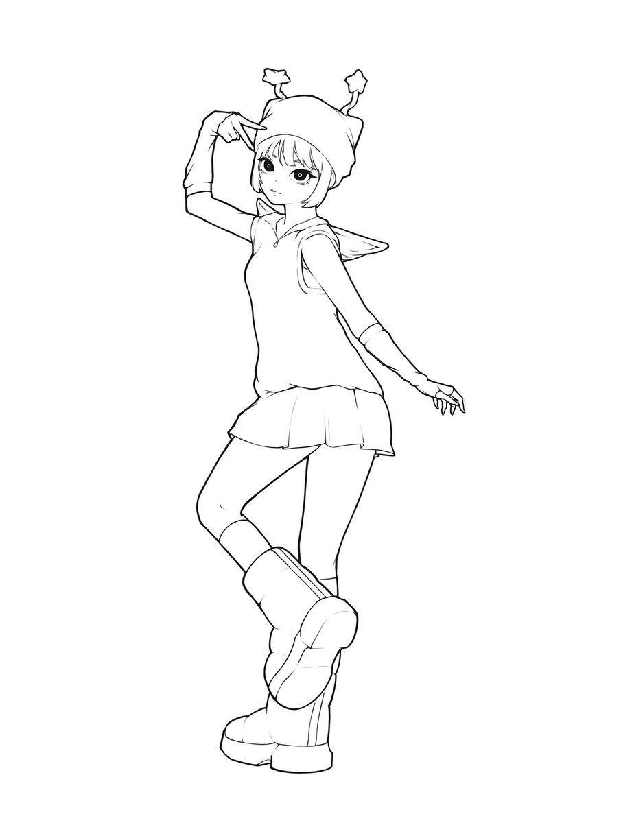 warem0n0_chuu1's tweet image. ヘリンちゃん線画完成!!