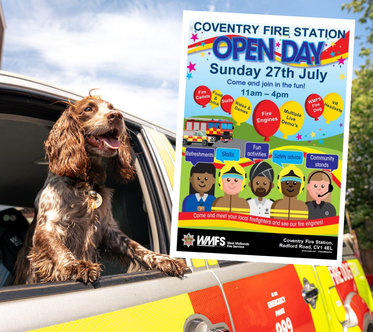 WMFS Fire Investigation Dog (@wmfsfiredog) on Twitter photo Giddy says "Come along for a great day out..." A fantastic family fun day.🐶 <a href="/WMFSCoventry/">Coventry Fire Station</a> <a href="/WestMidsFire/">West Midlands Fire Service</a> Giddy says "Come along for a great day out..." A fantastic family fun day.🐶 <a href="/WMFSCoventry/">Coventry Fire Station</a> <a href="/WestMidsFire/">West Midlands Fire Service</a>