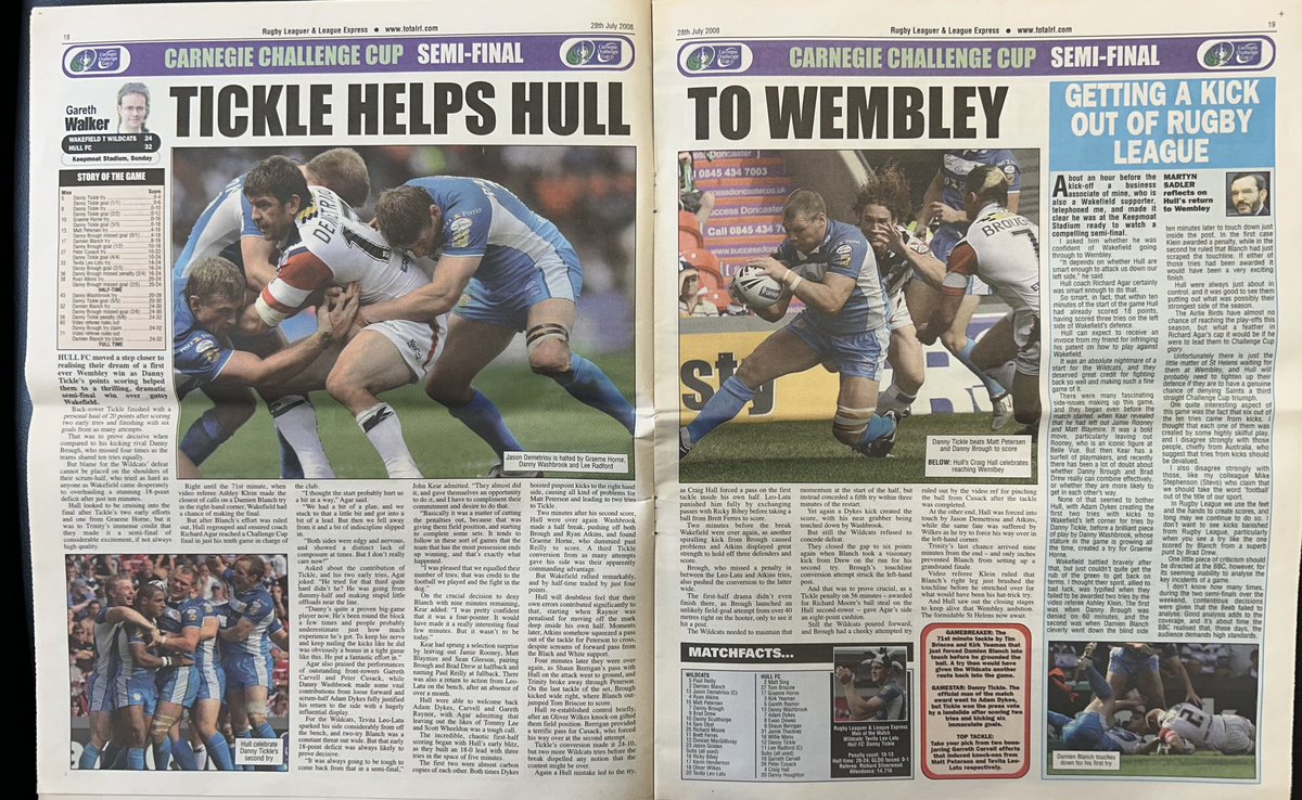 TrinityHeritage's tweet image. 📌 On This Day in History:
🗓️ 27th July 2008
🏉 Hull 32 Wakefield Trinity 24
🏆 RL Challenge Cup semi final
👨👨👧👧 14,716 at Keepmoat Stadium, Doncaster
One step from Wembley but Trinity never recovered from a disastrous start being 18-0 down after the first ten minutes … they did…