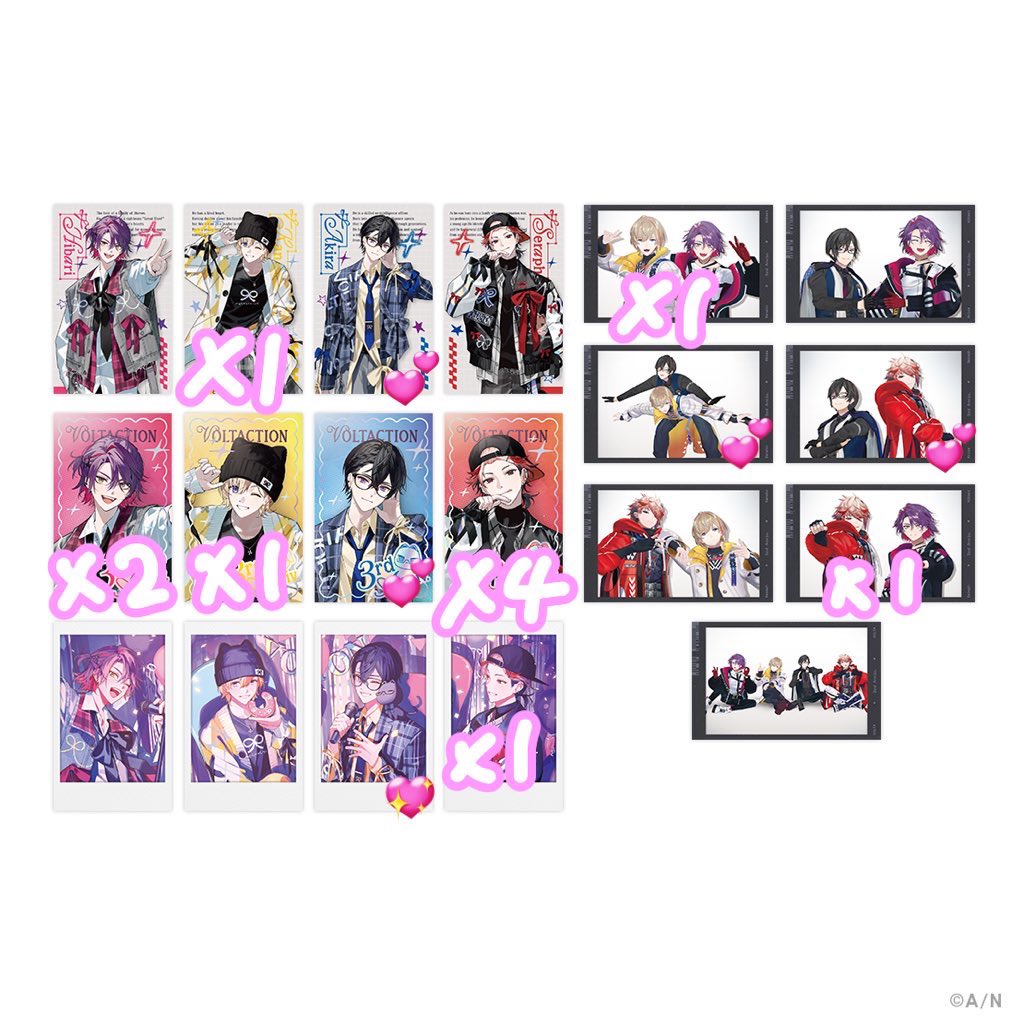 doumitemo_ra's tweet photo. 【交換】にじさんじ VOLTACTION 3rd anniversary ランダムフォト風カード 特典

譲→画像参照

求→画像参照(💖＞💕)

郵送のみ。
基本同種でのお取引で、💖のみ異種も可。

お気軽にお声掛けください。 https://t.co/uRL1VSDswF