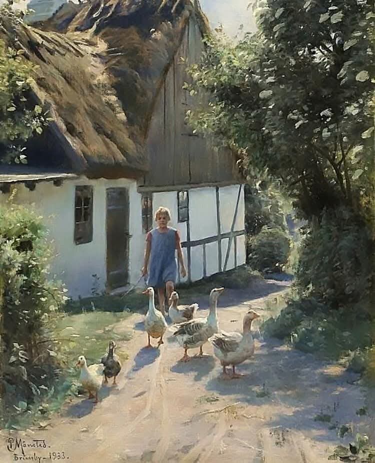 Miguel Calabria (@miguelcalabria3) on Twitter photo Good orning!
My brother is a lean white shadow in the early morning light,
unspoken things
have kept him thin, despite his wife’s attempts to fatten him on love.
—Moyra Donaldson, The New North, 2008
<a href="/marzena_edyta/">Marzena Edyta</a>
🎨
Peder Mønsted
A little girl chasing geese on the farm, 1933 Good orning!
My brother is a lean white shadow in the early morning light,
unspoken things
have kept him thin, despite his wife’s attempts to fatten him on love.
—Moyra Donaldson, The New North, 2008
<a href="/marzena_edyta/">Marzena Edyta</a>
🎨
Peder Mønsted
A little girl chasing geese on the farm, 1933