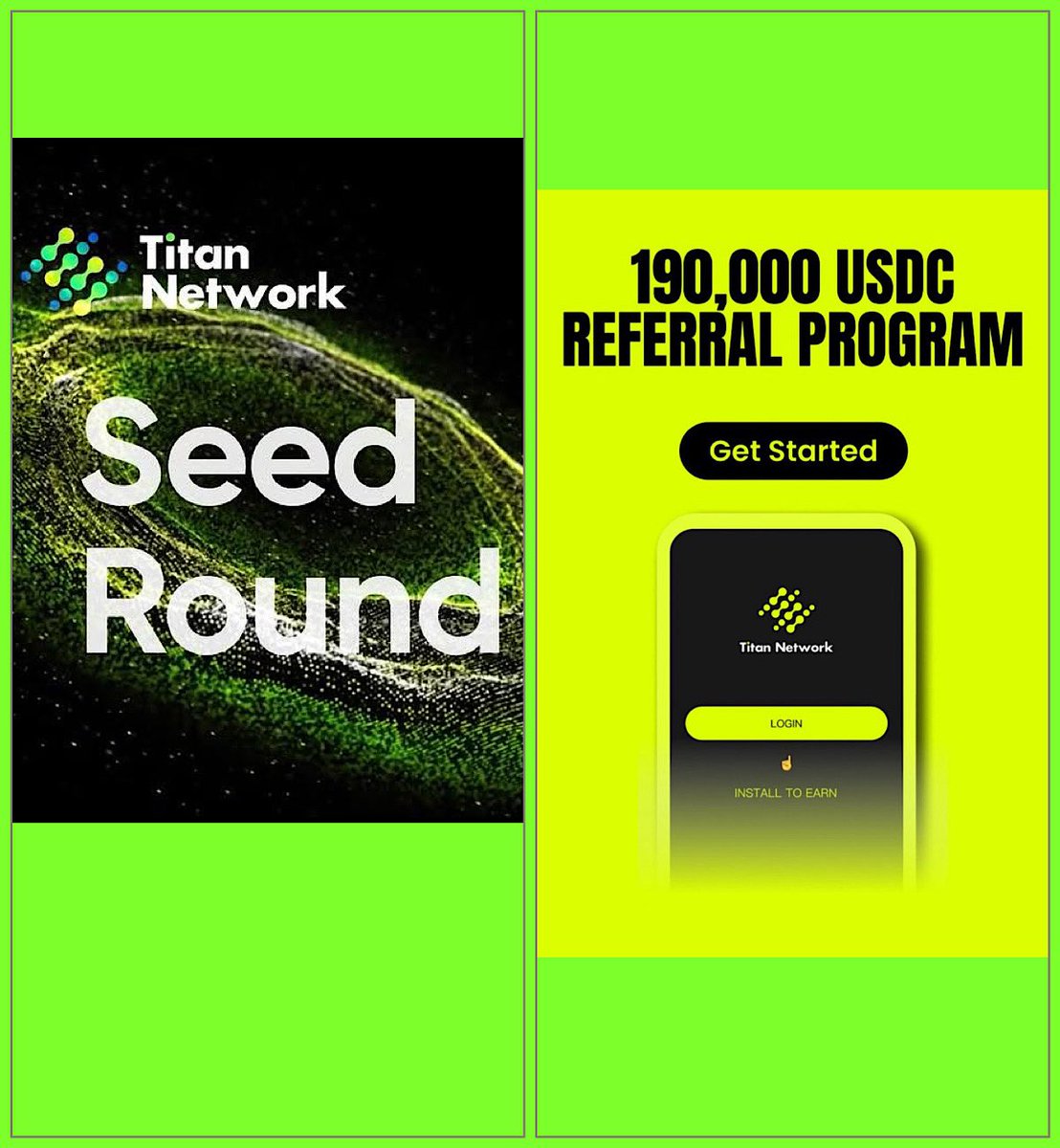 💥💥#Titan Network Node Depin just launched 💸💸

💸💸Unlock and Share the $190,000 USDC Prize Pool!

Scale up with the community.

→ Base: $150K unlocked at 20K Effective Pioneers.
→ Bonus: $40K via Twitter milestones like 150K followers (+$10K), up to 1M (+$1K).

🚀
