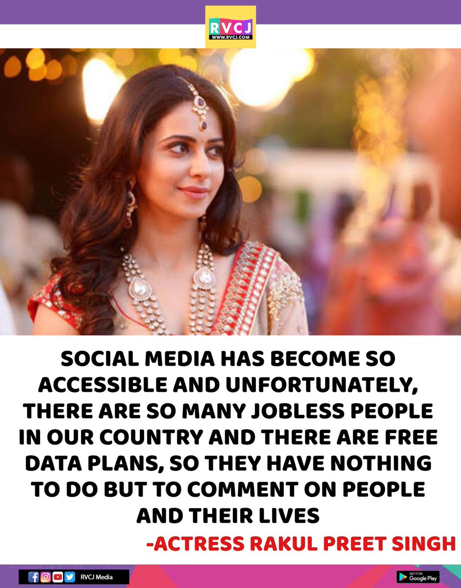 RVCJ_FB's tweet image. Rakul Preet Singh speaks on Social Media..