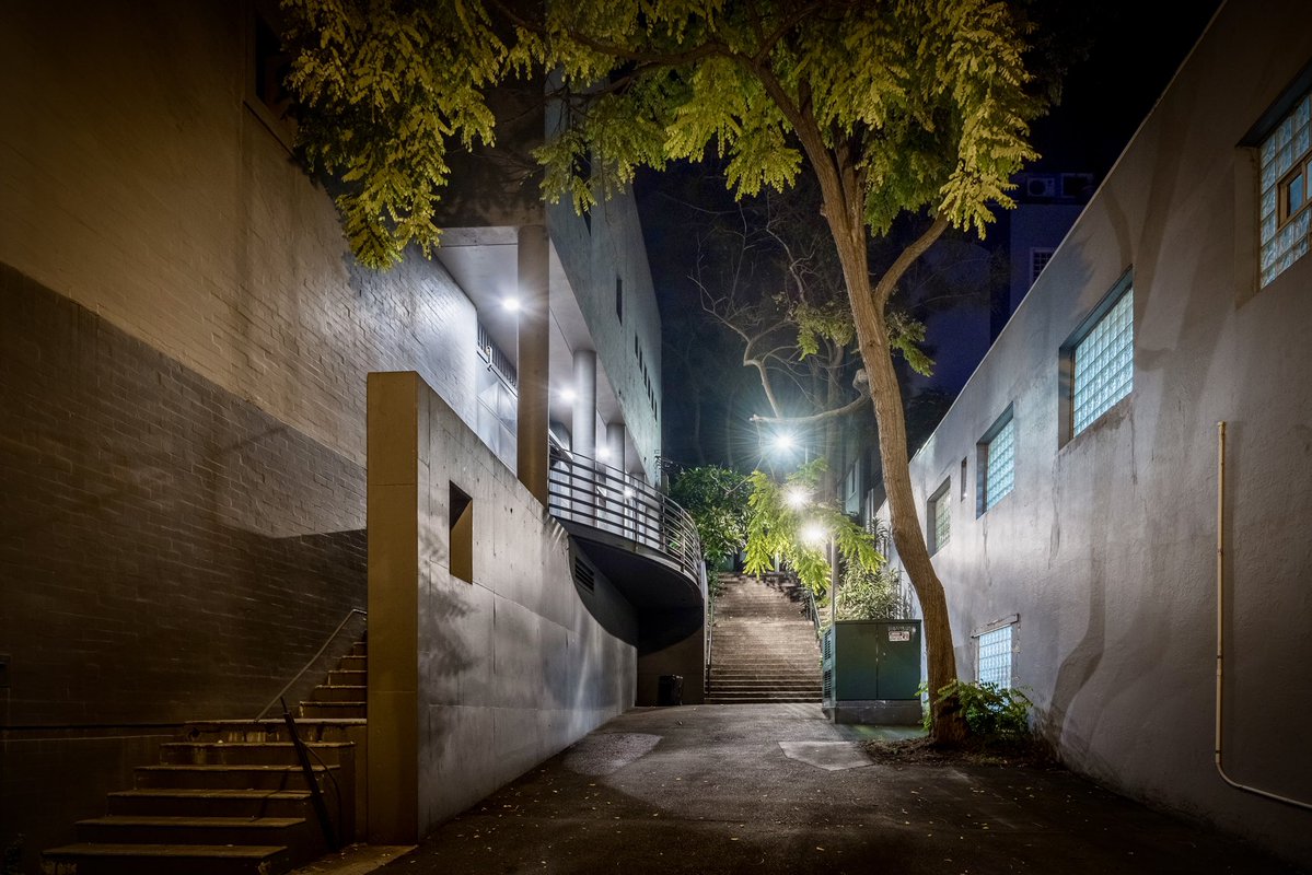 timritchie's tweet image. McLachlan Way on the eastern boarder of Sydney’s Darlinghurst is well lit, but still gives off a psycho vibe.