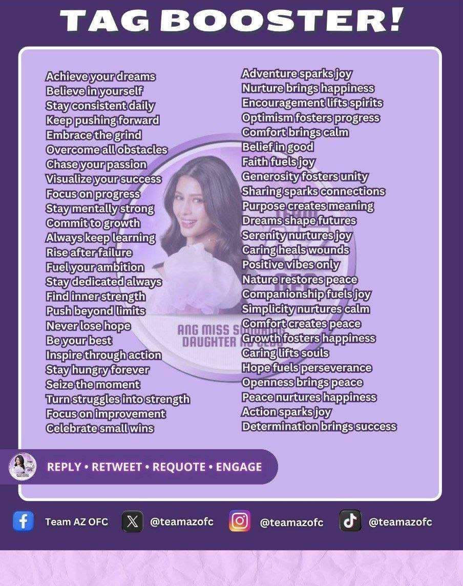 ⚡︎ 𝐭𝐚𝐠 𝐛𝐨𝐨𝐬𝐭𝐞𝐫 number ten !

Goal: seven hundred replies

Reply  •  Retweet  •  Requote

AZRIELdy TO RAMBOL
AZRIELdy TO RAMBOL
#AzMartinez | AZ Martinez
