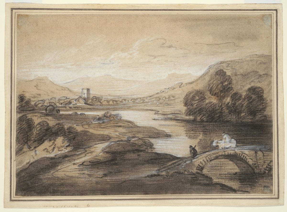 t_gainsborough's tweet image. Upland Landscape with River and Horsemen Crossing a Bridge tate.org.uk/art/artworks/g…