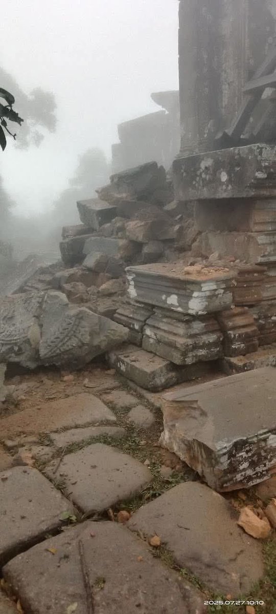 TethLeang's tweet photo. BREAKING: Thai forces are launching a heavy artillery assault on Cambodia's sacred Preah Vihear Temple. The UNESCO World Heritage site is suffering extensive &amp; irreparable damage. This is a blatant act of military aggression &amp; cultural vandalism that must be condemned. https://t.co/TDs9PPnibt