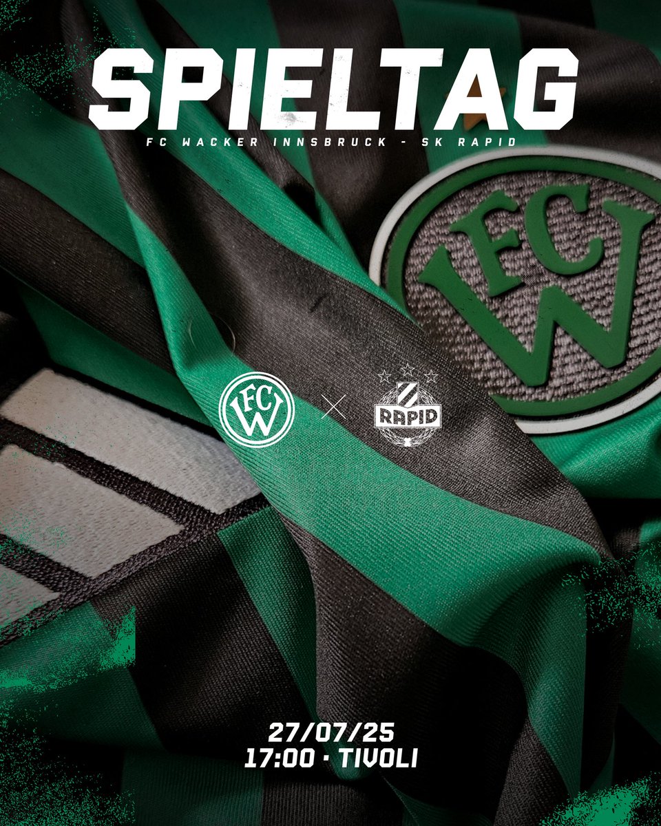 SPIELTAG! ⚫️🟢

🆚 <a href="/skrapid/">SK Rapid</a> 
⏱️ 17:00 Uhr
🏟️ Tivolistadion
📺 live in ORF Sport +
🗞️ Vorbericht &amp; Spieltagsinfos: bit.ly/CupRapid

#fcw1913