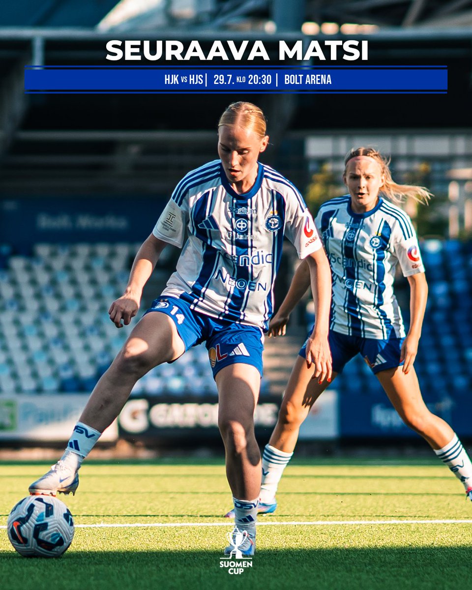 HJKNaiset's tweet image. Tiistaina Suomen Cupia!
🆚 HJK - HJS
🕣 Ti 29.7. klo 20:30
🏟️ Bolt Arena
🎟 Liput puoleen hintaan osoitteesta hjk.lippu.fi
#HJK #SuomenCup