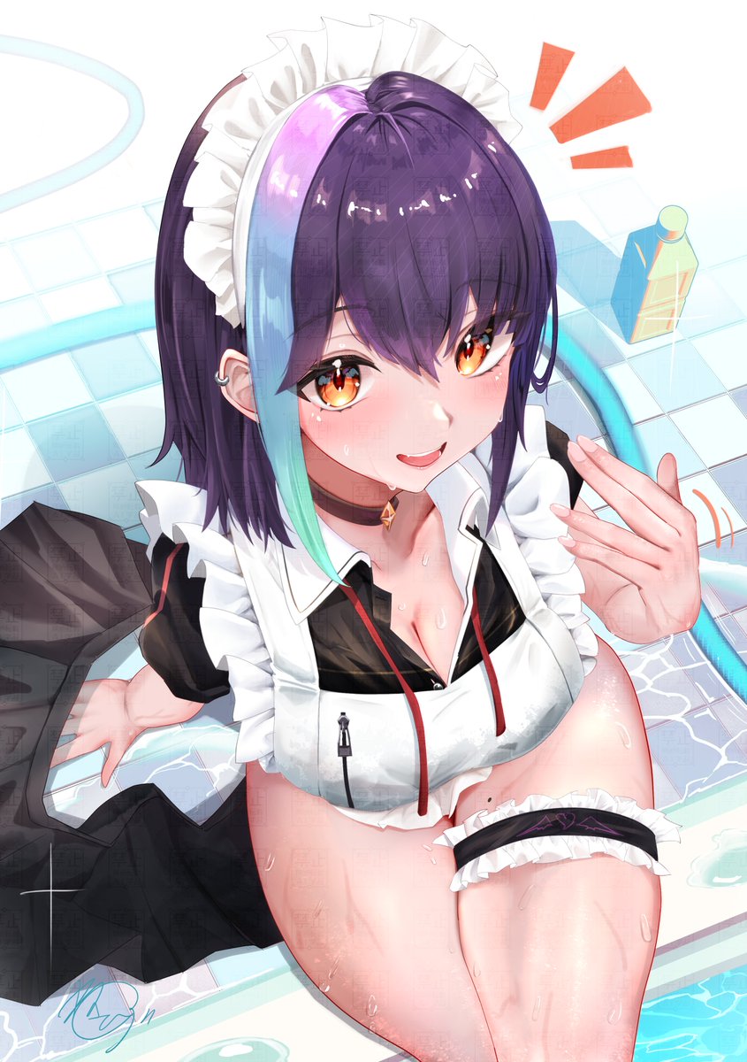 wasabiyu18's tweet image. 「あ！ご主人！プールの準備、完了しましたよ♪」
#イラスト #OC #一次創作祭り夏の陣2025