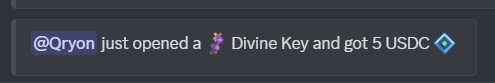 Qryon016's tweet photo. LETS GOOOO ๐
Just popped an @ApeironNFT Divine Key and BAM - 5 USDC added to the wallet!
EZ money! ๐ค
What's everyone else winning from their keys?! โจ
#ApeironS7 #DivineKey #USDC https://t.co/doNCvA4yzf https://t.co/O0RjXVrBQV