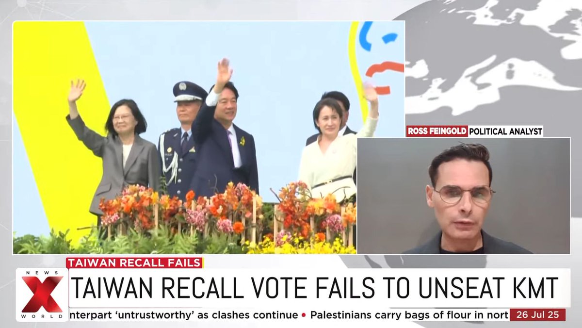 RossFeingold's tweet image. On #India's NewsX, I discussed "#Taiwan #Recall: @kuomintang Survives Recall Push, Legislature Stays Divided Ahead of August Vote".
youtube.com/watch?v=A_JdQS…