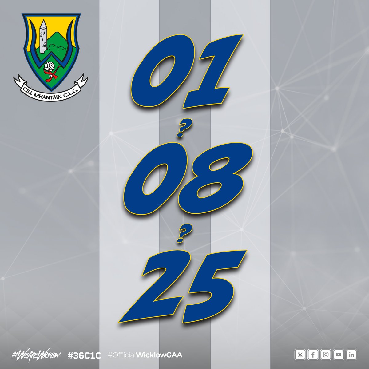 wicklowgaa's tweet image. 🟡🔵 Something is purring beneath the surface... 👀
A new journey.
A powerful statement.
A chance that could take you further than you think.
Wicklow GAA is about to shift gears.
But not today.
All will be revealed — August 1st, 2025.
#TheCountdownBegins #WeAreWicklow