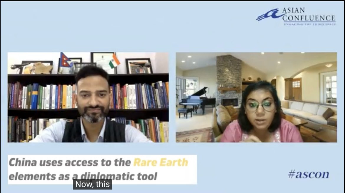 It was wonderful to speak to <a href="/The_China_Chap/">Neeraj Singh MANHAS</a> for the <a href="/AsianConfluence/">Asian Confluence</a> on China’s strangle hold over the global supply of rare earth minerals. The strangle hold now enables China to dictate terms and to tweak the rules of the established international order as per its own national