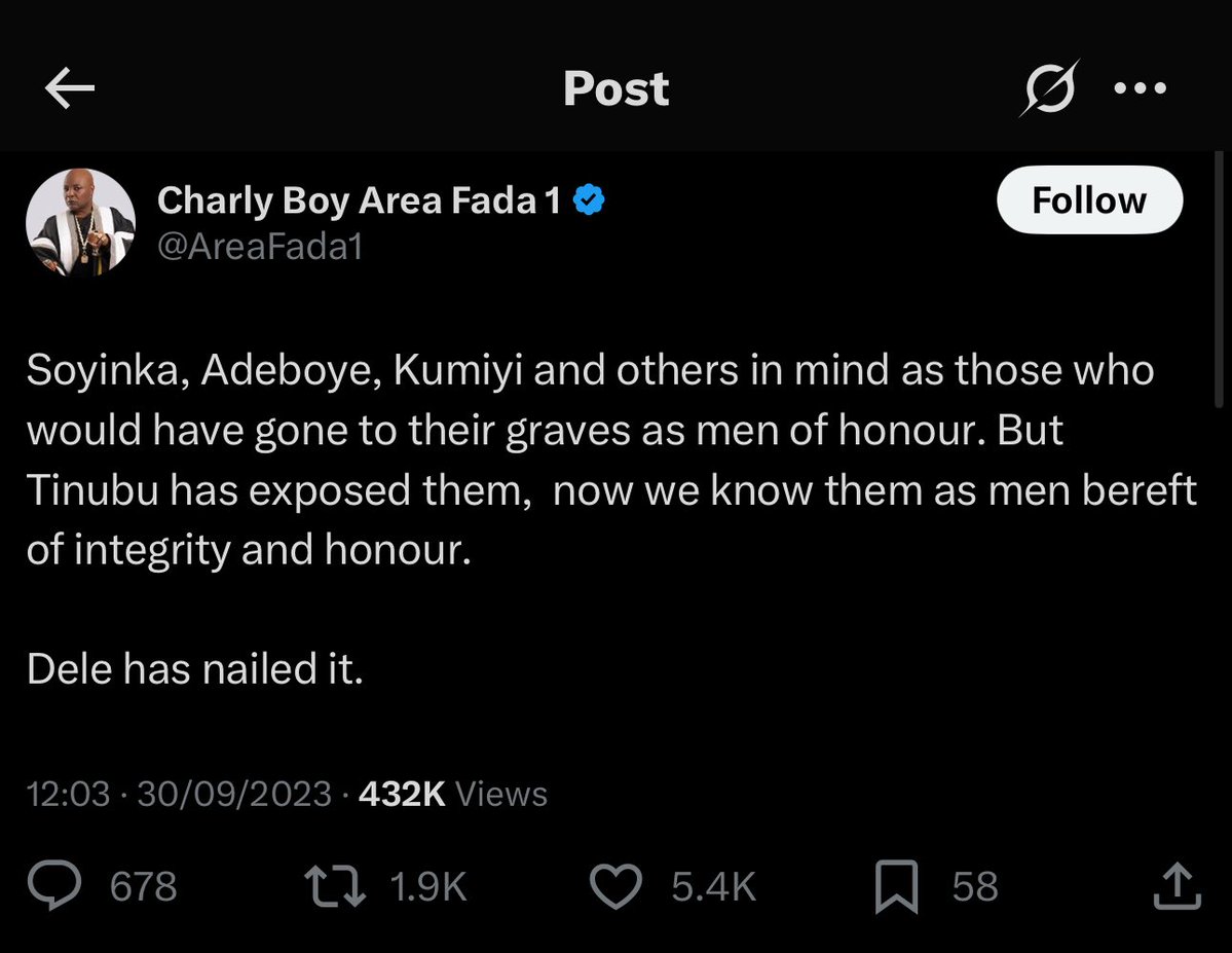ifedayojohnson_'s tweet image. The legacy of Charly Boy.