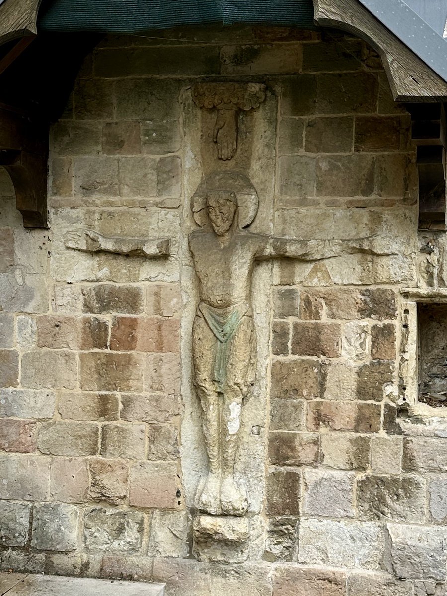 Anglo Saxon rood on the exterior west wall of the south transept of Romsey Abbey. 
The rood dates from the first half of the 11th century and it is thought that it was originally placed above a chancel arch. 
#SaxonSunday #SaxonHampshire #RomseyAbbey