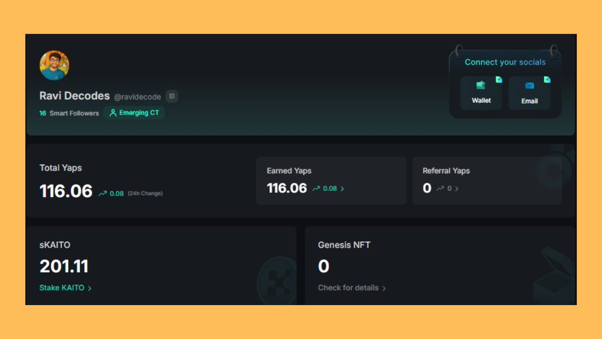 ravidecode's tweet image. gKaito!
Are you touching grass or grinding today?
Weekends are the best days to earn yaps, but it's also essential to enjoy your life too!
On my end today:
@infinex - getting back on Infinex yapping grind
- never missed doing swidges and playing bull run
Anoma - trying to…