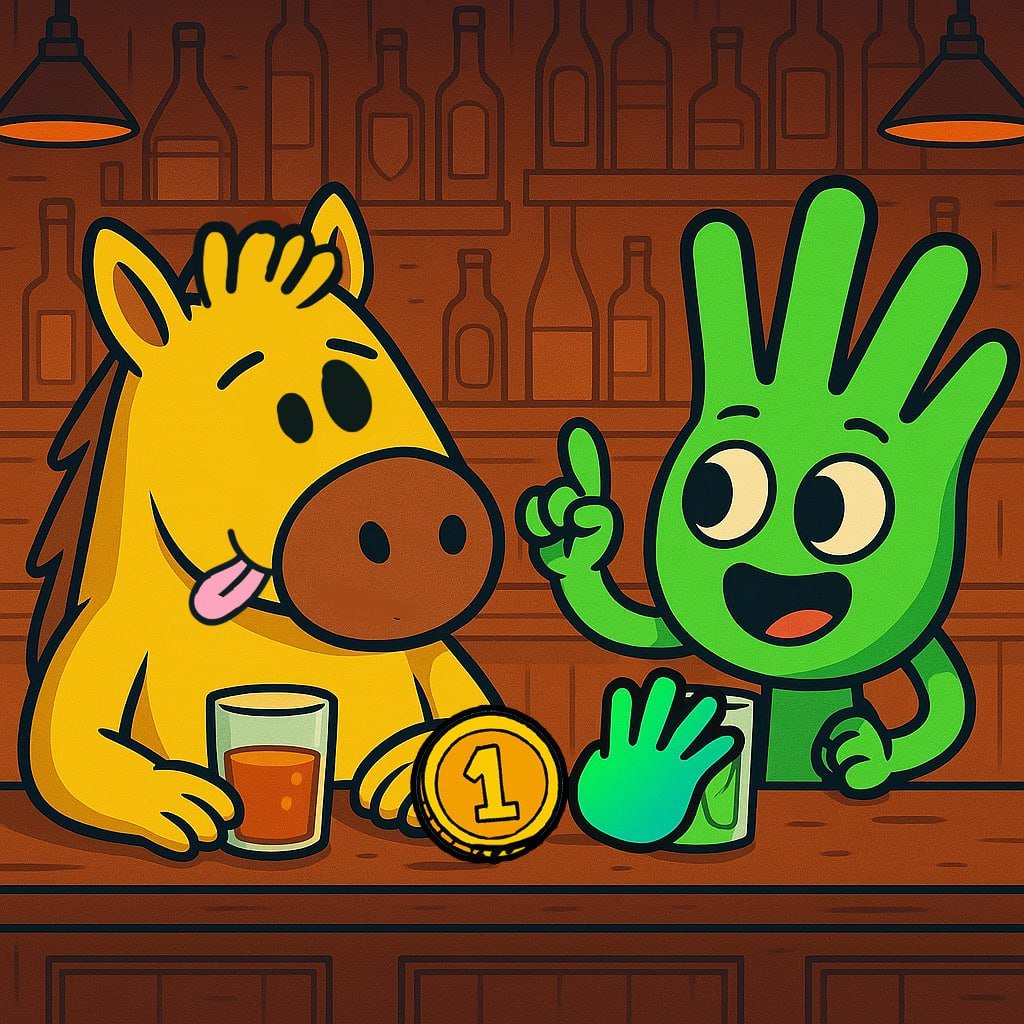 <a href="/four_meme_/">Four.Meme</a> What happens when a horse and a hand walk into a bar?

They order one dollar shots… and never sell

🐴🖐️