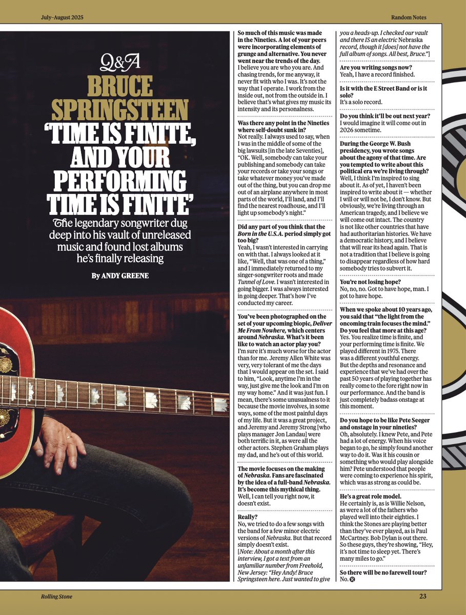 SpringsteenWA's tweet image. Bruce #Springsteen 
#RollingStone magazine
July-August 2025