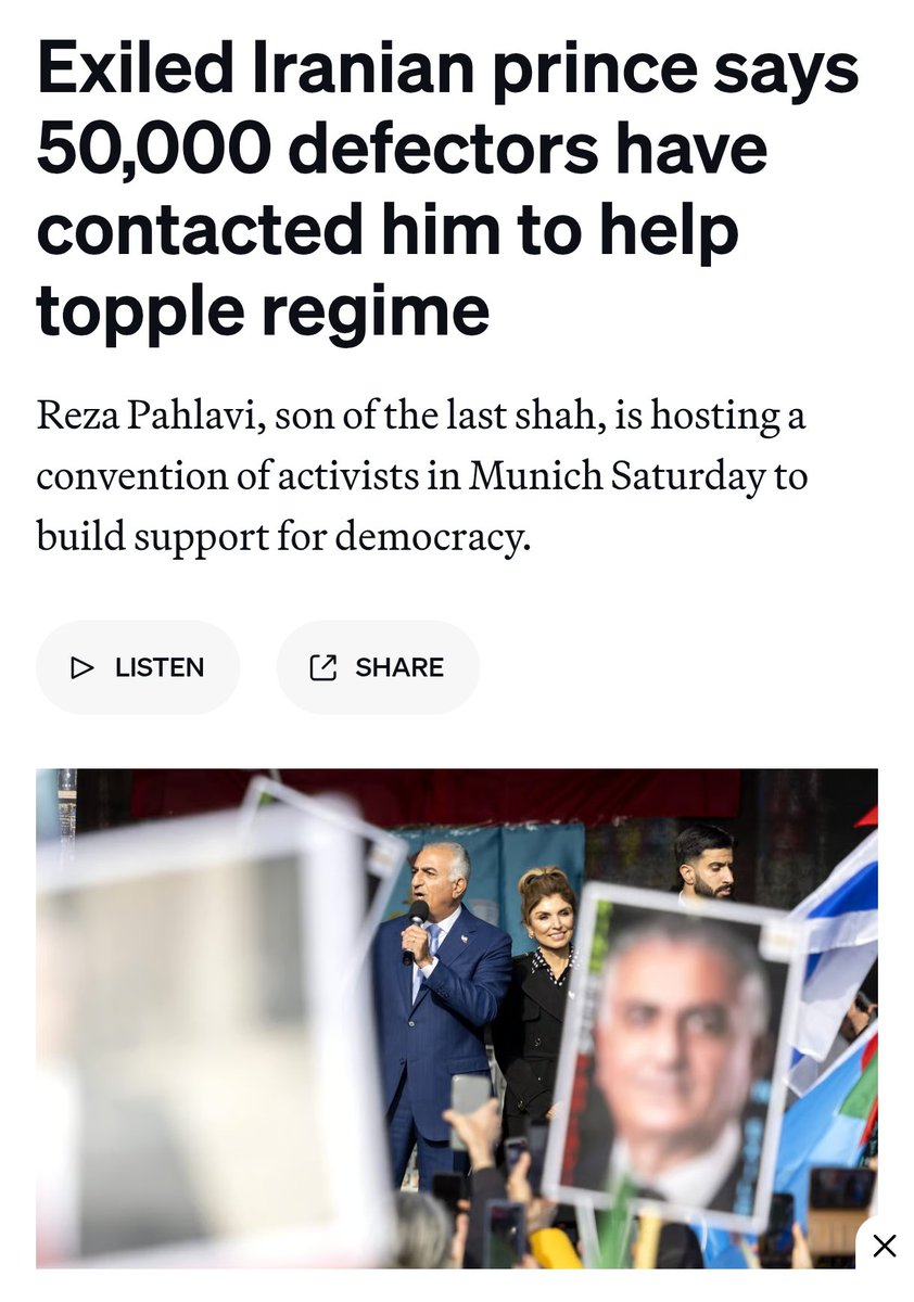 LenKoach's tweet image. خبری از Politico Europeکه در میان اخبار همایش کمرنگ شد:
پولیتیکو: شاهزاده تبعیدی ایران رضا پهلوی اعلام کرد ۵۰,۰۰۰ مقام دولتی به او برای سرنگونی رژیم اسلامی پیوستهاند.
#همکاری_ملی