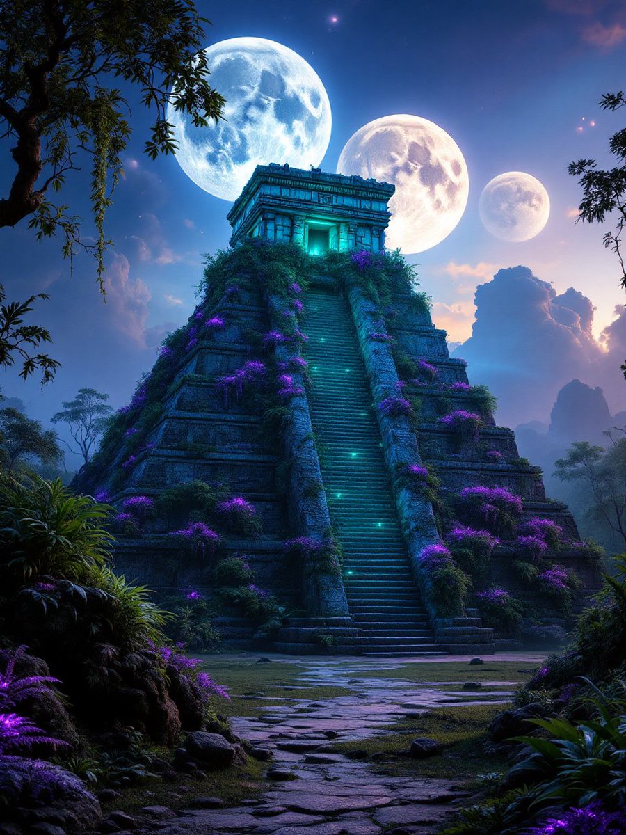PromptSin's tweet image. Mystic pyramid under a triple moon glow πβ¨. Ancient secrets whisper in the night.
#MoonMagic #MysticVibes